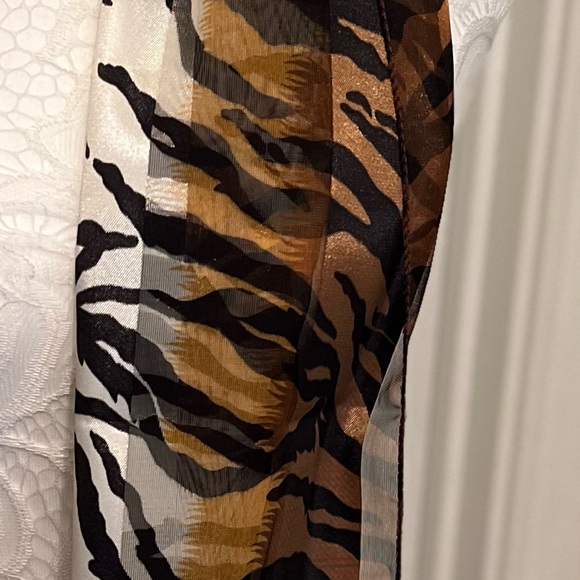 Chiffon Black and Brown Animal Print Scarf - Picture 7 of 9